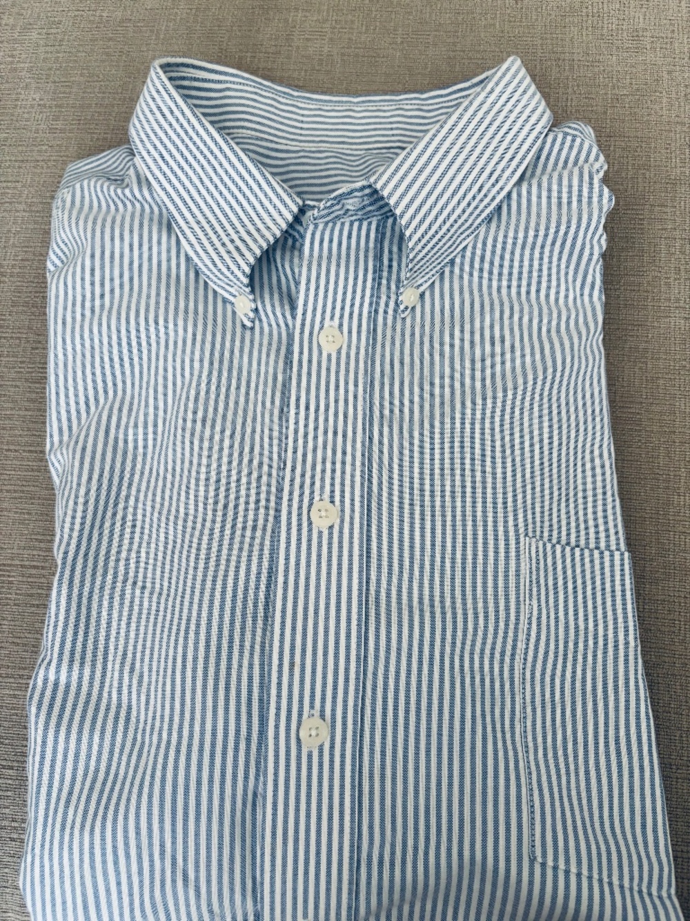 Men's Blue Stripe Button-Down Oxnard Shirt Neck 19”